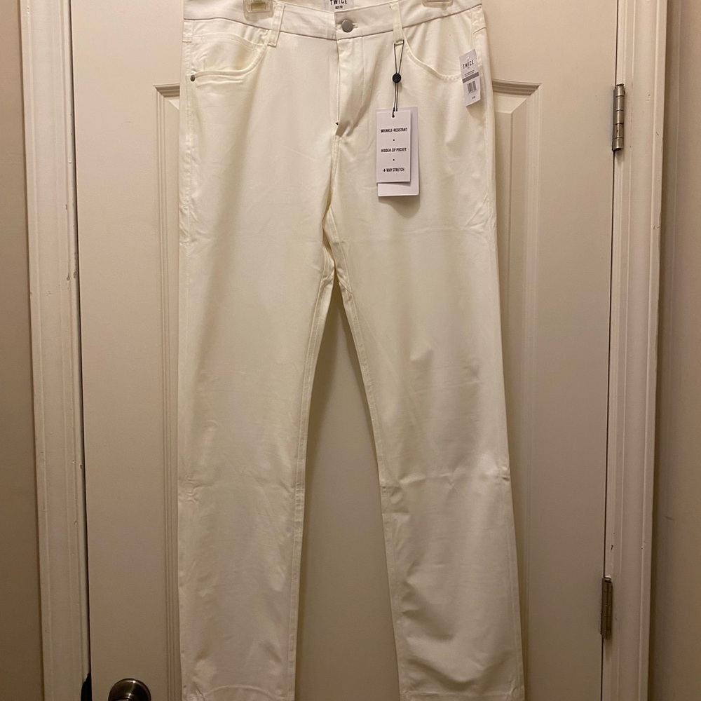 Ice White Pants with Label Detail